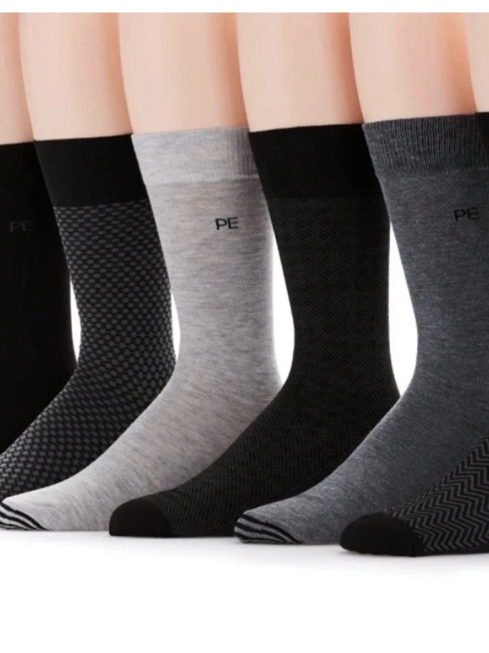 Perry Ellis Mens Portfolio Moisture Wicking Socks Black/Gray 6 Pair Shoe Sz 7-12